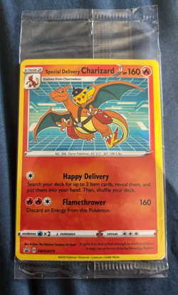 Pokemon TCG Special Delivery Charizard SWSH075 Sealed Center Promo Card - Image 1