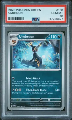 2023 POKEMON OBF EN-OBSIDIAN FLAMES #130 UMBREON PSA 10 - Image 1