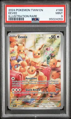‼2024 POKEMON TWM EN EEVEE ILLUSTRATION RARE PSA GRADE 9💨 SHIPS SAME DAY! - Image 1