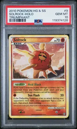 PSA 10 Solrock Holo Rare Triumphant HG & SS 2010 Pokemon Card #9 -BRAND NEW CERT - Image 1