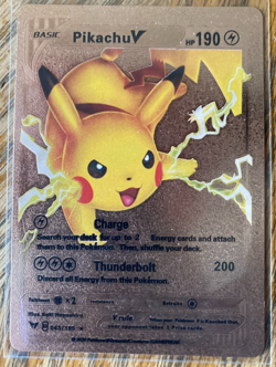 Pikachu V Gold Foil Fan Art Textured Collector Pokemon Card HP190 #43/185 - Image 1