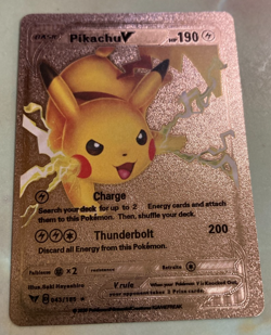Pikachu V Gold Foil Fan Art Textured Collector Pokemon Card HP190 #43/185 - Image 2