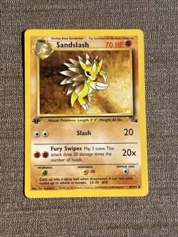 Sandslash 41/62 Uncommon Fossil Pokemon Card 1st Edition Heavily Played HP - Image 1