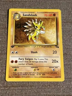 Sandslash 41/62 Uncommon Fossil Pokemon Card 1st Edition Heavily Played HP - Image 2