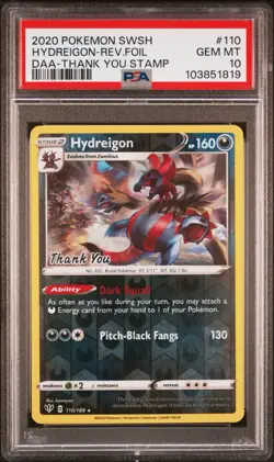 Hydreigon PSA 10 Thank You Stamp Reverse Holo 110/189 Pokemon GameStop Promo New - Image 1