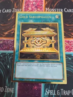 Yugioh Gold Sarcophagus MGED-EN041 Premium Gold Rare 1st Edition Near Mint - Image 1