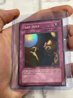 Yu Gi Oh Holo Foil Trap Hole #LOB-058 Yugioh! Vintage Vtg Holo LP/NM Card - Image 1