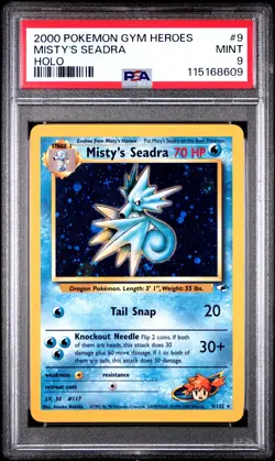 2000 POKEMON GYM HEROES HOLO #9 MISTY'S SEADRA PSA 9 - Image 1