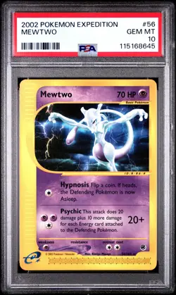 2002 POKEMON EXPEDITION #56 MEWTWO PSA 10 - Image 1