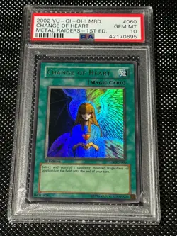YUGIOH PSA 10 2002 Change of Heart MRD-060 Ultra Rare 1st Edition *0695 - Image 1