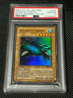 YUGIOH PSA 10 2002 Catapult Turtle MRD-075 Super Rare 1st Edition *4637 - Image 1