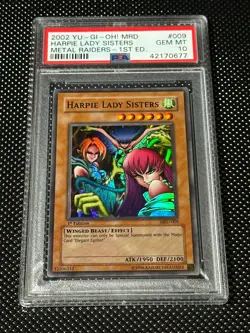 YUGIOH PSA 10 2002 Harpie Lady Sisters MRD-009 Super Rare 1st Edition *0677 - Image 1
