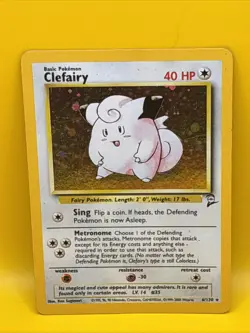 CLEFAIRY ( 6/130 ) Swirl Holo 1999- 2000 Wizards Base Set 2 Pokemon Card - Image 1