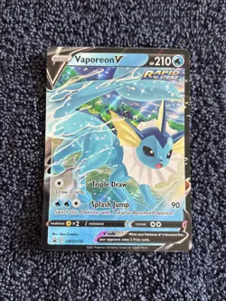 Pokemon TCG Vaporeon v SWSH150 Black Star Promo Holo Card NM Condition - Image 1