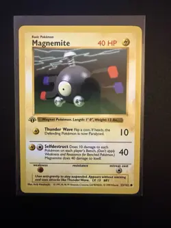 Magnemite 53/102 Base Set 1st Edition Shadowless NM Vintage Pokemon TCG Card - Image 1