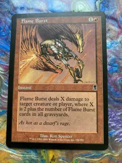 MTG Magic The Gathering Card Flame Burst Instant Red Odyssey 2001 - Image 1