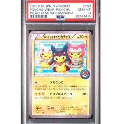 PSA 10 Poncho Wearing Pikachu 203/XY-P Mega Campaign Promo Pokemon Card Japanese - Image 1