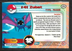 Zubat #41 Pokemon 1999 Topps TV Animation Edition Series 1 Blue Logo - Image 2