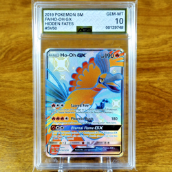 Pokemon SM Hidden Fates Ho-Oh GX SV50/SV94 AGS Gem-MT 10 Full Art Holo Rare 2019 - Image 1
