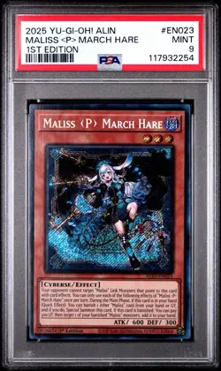 Yugioh ALIN-EN023 Maliss P March Hare Secret Rare 1st Edition PSA 9 - Image 1