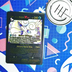 Pokemon Alolan Vulpix Black & Gold Foil Holo Textured Fan Art Card Nintendo - Image 1