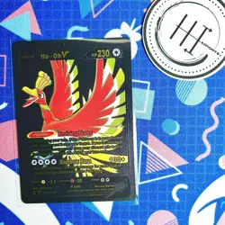 Pokemon Ho Oh V Black & Gold Foil Holo Textured Fan Art Card Nintendo - Image 1