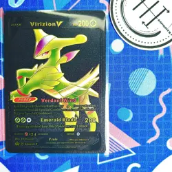 Pokemon Virizion V Black & Gold Foil Holo Textured Fan Art Card Nintendo - Image 1
