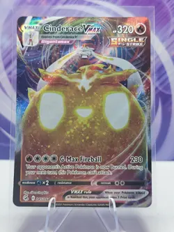 Pokemon TCG Cinderace VMAX Fusion Strike Holo Ultra Rare Card 045/264 - Image 1
