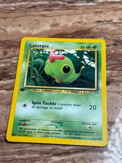 Vtg 2001 Pokemon Caterpie Card 1st Edition 53/75 Neo Discovery Heavily Played - Image 1