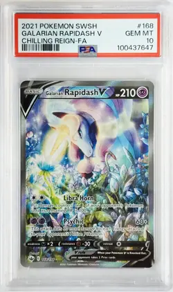 Pokemon PSA 10 Galarian Rapidash V 168 Chilling Reign - Image 1