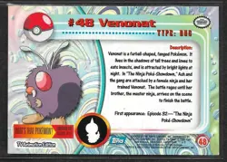 Venonat #48 Pokemon 1999 Topps TV Animation Edition Series 1 Blue Logo - Image 2