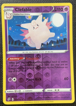 Clefable 075/192 Rebel Clash Reverse Holo Rare LP Pokemon 2020 - Image 1