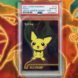 Pokemon Topps Pichu Foil Johto League Champions - PSA 10 - Image 1