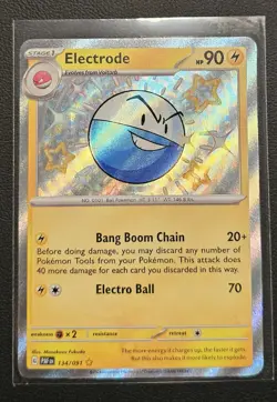 Pokemon TCG Electrode 134/091 Sv: Paldean Fates Shiny Rare Card NM Condition - Image 1