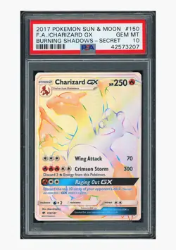 PTCG Pokemon PSA10 Charizard GX Secret Rare 2017 150/147 Burning Shadows English - Image 1