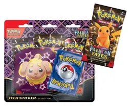 Pokemon Paldean Fates Tech Sticker - Shiny Fidough + 3 Packs Sealed - Image 1