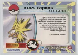 Zapdos Italian Topps Pokemon TV Animation Edition Series 3 #145 2000 04qn - Image 2