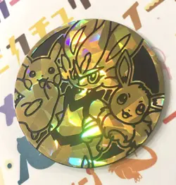 Overseas Exclusive Pokemon Pikachu, Aceburn, and Eevee Jumbo Coins - Image 1
