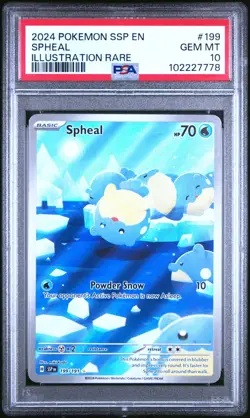 Pokemon TCG Spheal 199/191 2024 Surging Sparks Illustration Rare Card - PSA 10 - Image 1
