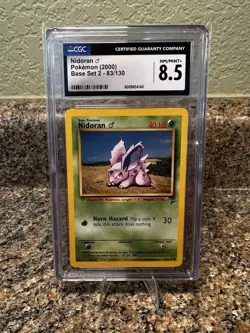 1999 POKEMON BASE SET UNLIMITED #55 NIDORAN CGC 9.5 - Image 1