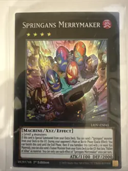 Yu-Gi-Oh! Springans Merrymaker Card LIOV-EN041 1st Edition Lightning Overdrive - Image 1