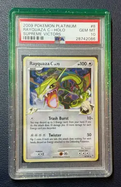 2009 Pokemon Rayquaza C Holo Rare Card Platinum Supreme Victors #8 PSA 10 - Image 1