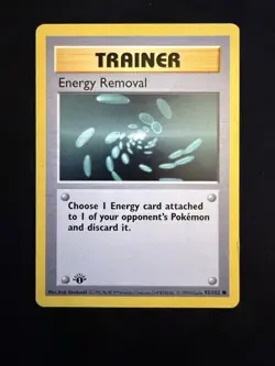 1st Edition Energy Removal Pokemon TCG Trainer Card 1999 WOTC Base Set 92/102 - Image 1