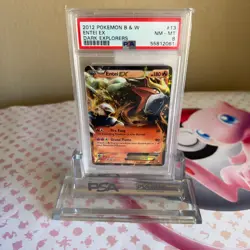 2012 Pokemon Black & White Dark Explorers 13 Entei EX PSA 8 Near MINT - Image 1
