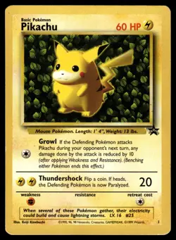 PIKACHU - 1 - BLACK STAR PROMO WOTC 1999 POKEMON ENGLISH - LP - Image 1