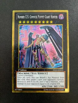 Yugioh Number C15: Gimmick Puppet Giant Hunter PGLD-EN019 Gold Rare 1st NM - Image 1