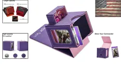 Stylish Trading Card Holder with Dual Compartments - Fits 100 Cards, Purple/Pink - Image 2
