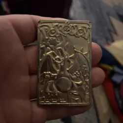 1999 Burger King Pokemon 23K Gold Plated Charizard Metal Trading Card Mini - Image 1