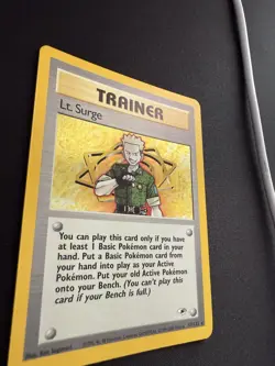 Pokemon TCG Lt. Surge Trainer Holo Card 017/132 Gym Heroes Series - Image 2