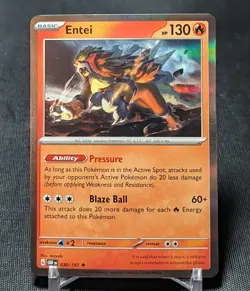 Entei Rare Holo Fire 2023 Obsidian Flames Pokemon TCG Card 030/197 - Image 1